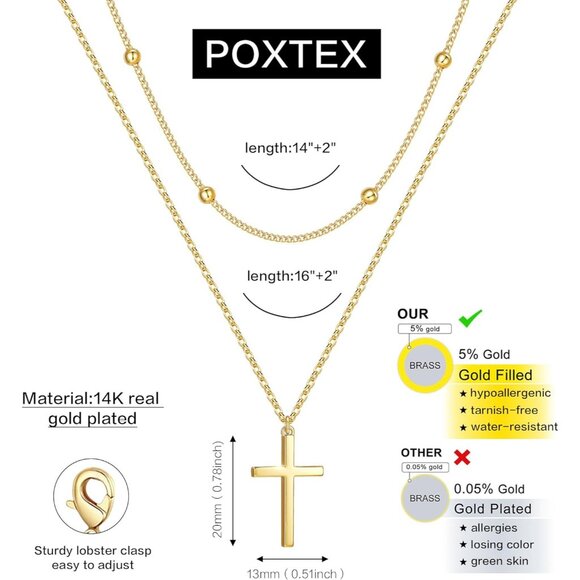 08 Stack Cross CZ Necklaces Women's Plated Dainty Silver Small Cross Pendant - Picture 2 of 8